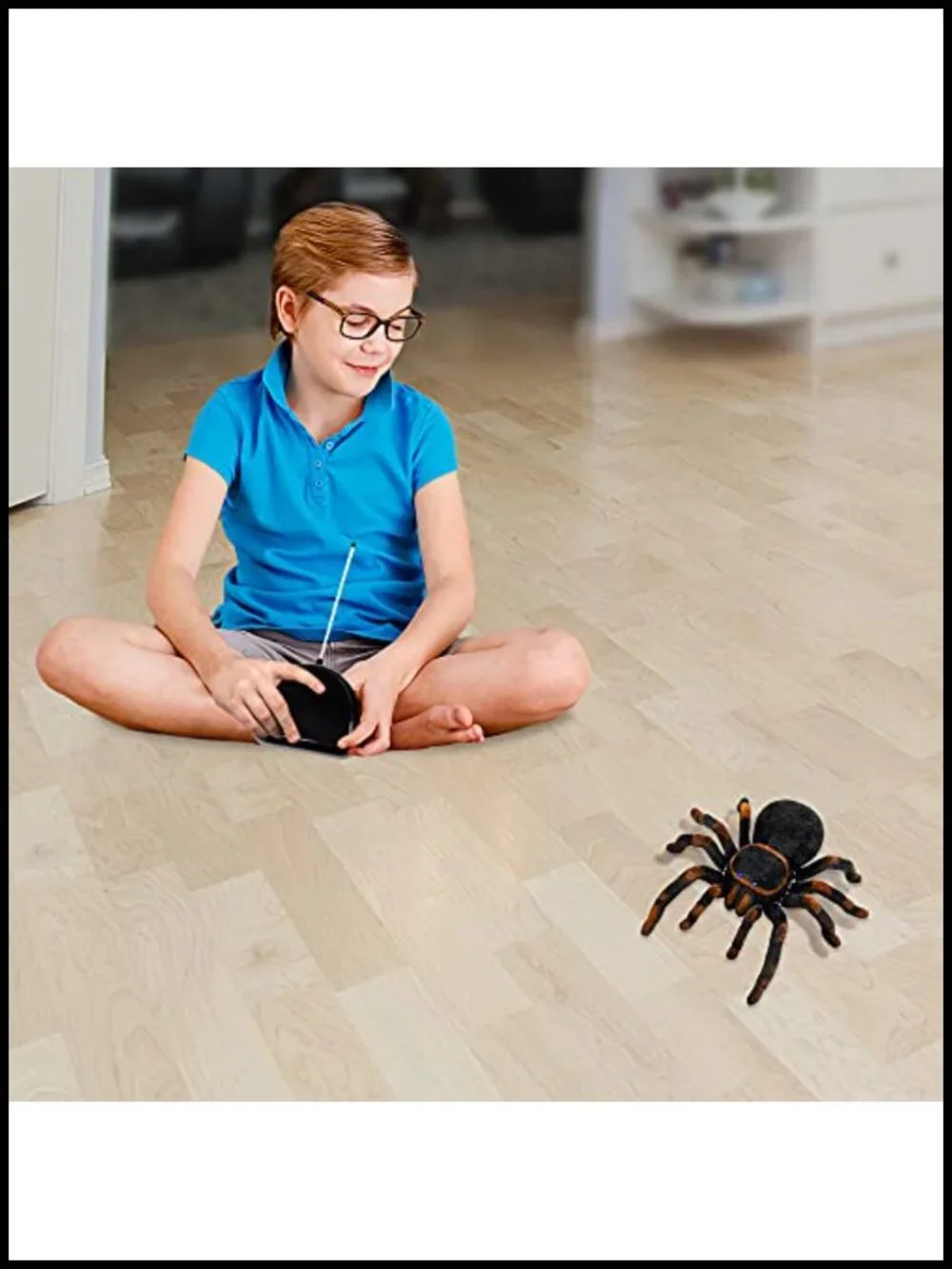 Remote Control Spider Toy w/ 8 Moving Legs, Flocking Skin, LED Eyes